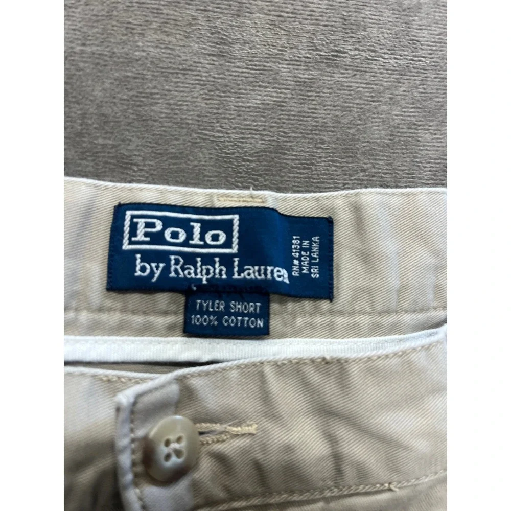 Polo Ralph Lauren Tyler‎ Short Mens 42 Khaki Tan Pleated Classic Chino Cotton